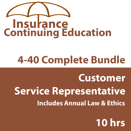 10hr CE -  Customer Service Representative 4-40 Complete CE Bundle (INSCEB004FL10)